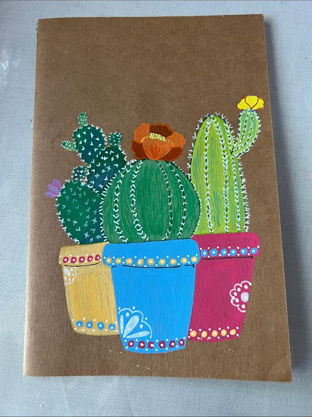 Potted Cactus Brown Kraft Notebook — Minimal Journal